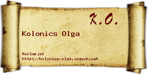 Kolonics Olga névjegykártya
