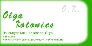 olga kolonics business card